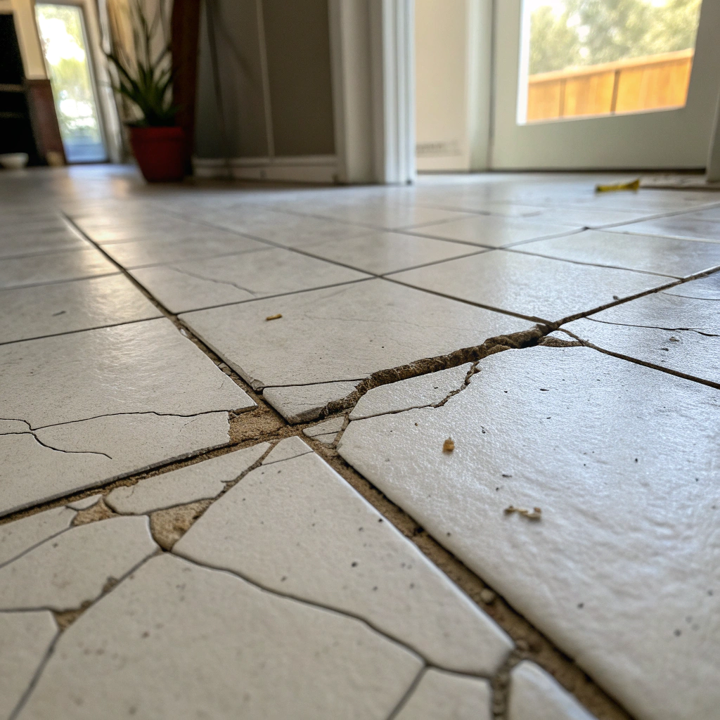 cracked floor tile in Newcastle home requiring repair